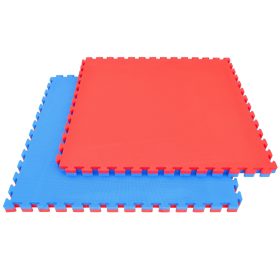   Capetan® Floor Line 100x100x2cm Red / Blue Puzzle Tatami mat 92kg/m3 density, 4 edge parts included
