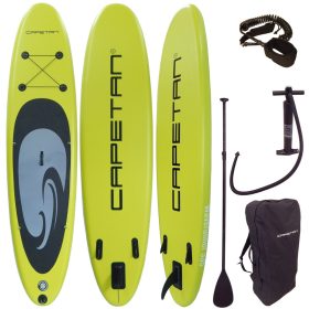   Capetan® - 150Kg - Lime 335 X 81 X 15cm SUP board set - with leash and kayak seat connectors